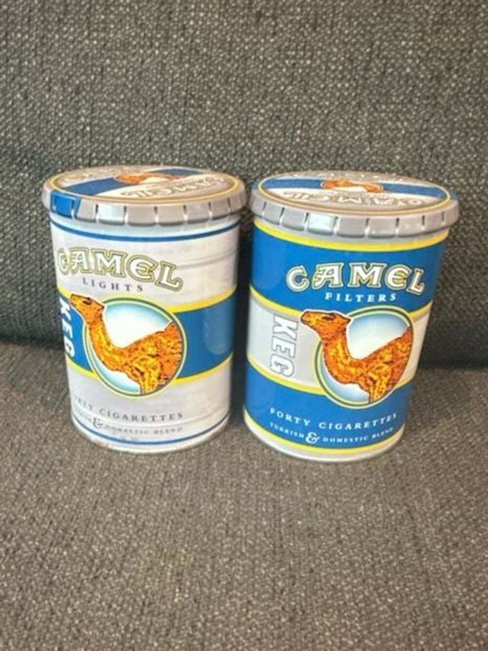 Vintage Camel Keg Forty Cigarettes Metal Tin Holder Set of 2